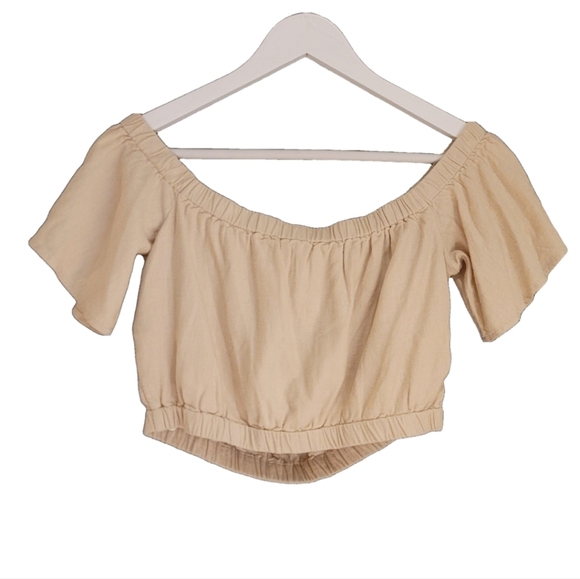 NWT Abercrombie & Fitch Off-The-Shoulder Linen-Blend Top - Picture 5 of 8